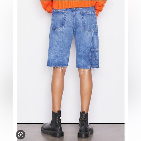 FRAME Blue Le Slouch Utility Bermuda Shorts - Picture 2 of 6